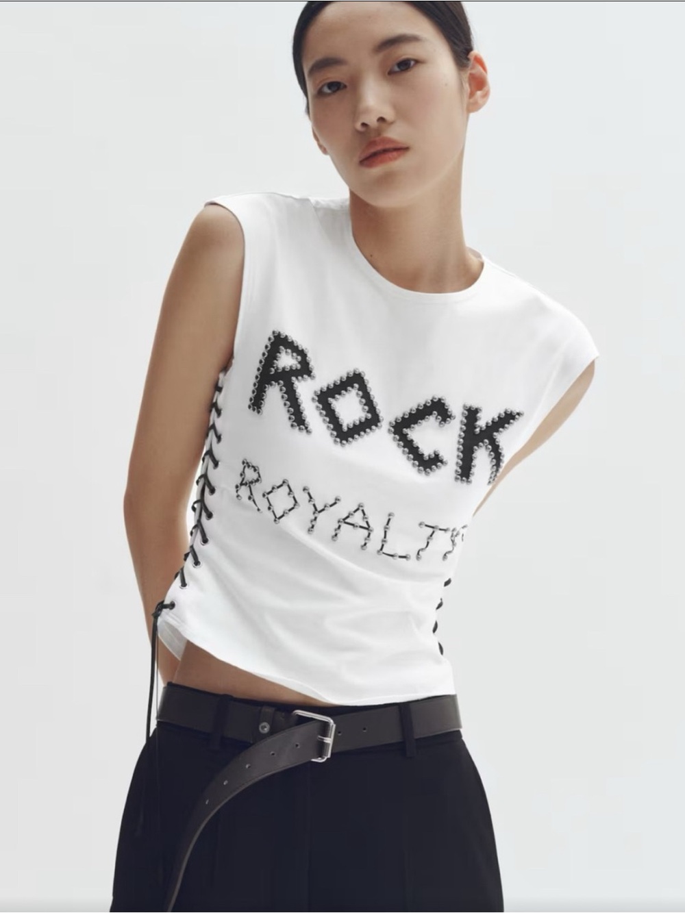 Stella McCartney White 'Rock Royalty' Lace‑Up Tank